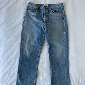Agolde - High Waisted, Raw Hem Jeans